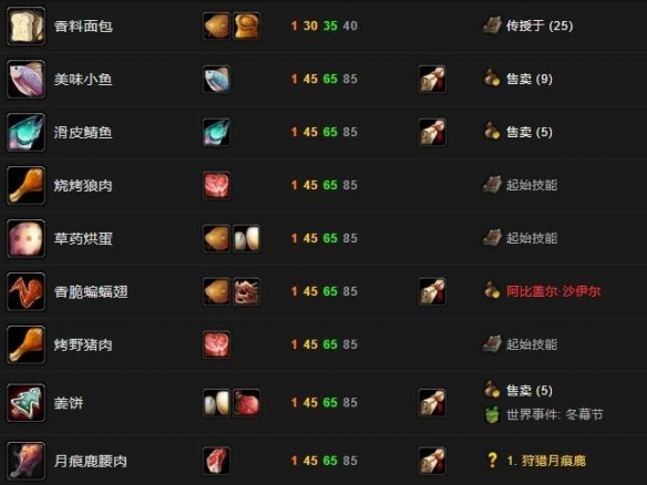 魔兽世界tbc烹饪1-375最省材料速冲攻略